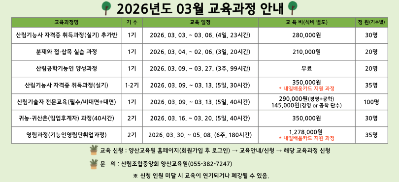 2026�� 3�� �������� �ȳ�